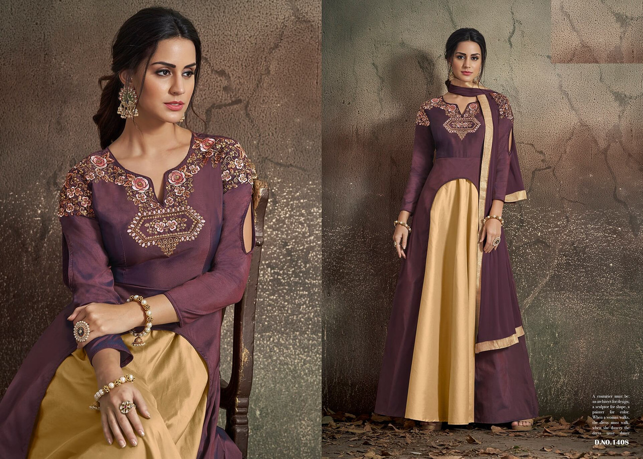 Tapeta silk gown with full sequence work | BSPKART Online Shopping
